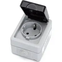 BES LED Buitenstopcontact - Wandcontactdoos - Aigi Zonty - Opbouw - Enkel Stopcontact - Randaarde - Waterdicht IP54 - Grijs