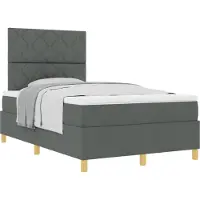 vidaXL Boxspring bed met hoofdeinde Donkergrijs 120 x 190 cm Stof