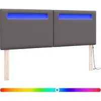 vidaXL LED Hoofdbord Grijs 160 cm Kunstleer