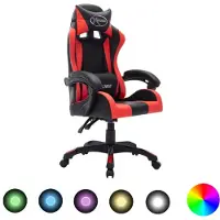vidaXL Racestoel met RGB LED-verlichting kunstleer rood en zwart