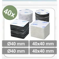Quadrios 25CA688 Klittenband punten Om vast te plakken Haak- en lusdeel (Ø x l) 40 mm x 40 mm Zwart, Wit 40 stuk(s)