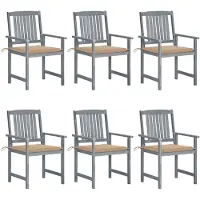 vidaXL Tuinstoelen 6 st met kussens massief acaciahout grijs