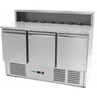 Maxima Pizzawerkbank - 137 cm - 3 Deuren - 8 x 1/6 GN - incl. RVS Afdekking