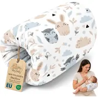Totsy Baby Borstvoedingskussen Voedingskussen Armkussen Baby - 20 cm Reis Onderweg Positioneringskussen Zachte Katoen Afneembare Hoes Moeder Kind Stillmuff Oeko-Tex Uilen wit