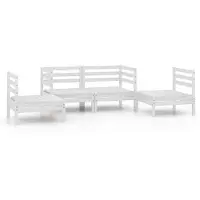 vidaXL 4-delige loungeset voor de tuin, wit, grenenhout, massief