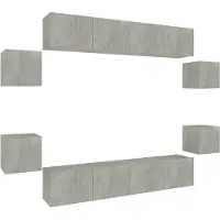 vidaXL 8-delige Tv-meubelset bewerkt hout betongrijs