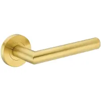 Intergriff Deurkruk (2x) Luna rond 20mm haaks met een schroefrozet geborsteld messing PVD gecoat | Ronde deurklinken