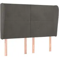 vidaXL Hoofdbord met randen 147x23x118/128 cm fluweel donkergrijs