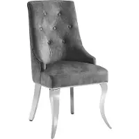 Invicta Chair MODERN BAROCK DELUXE w/ silver legs and lion´s head velvet grey