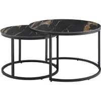 Invicta Salontafel ELEGANCE 75cm set van 2 aurora oro keramiek zwart goud zand