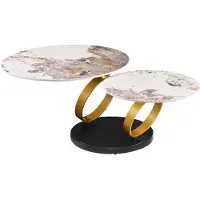 Riess Coffee table DANCING RINGS 80-135cm round rotatable pandora ceramic matte gold rings