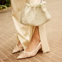 La strada Slingback Met Glitter Wit Mesh - Damesschoenen - Maat - 38
