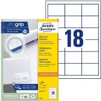 Avery Universele etiketten 64 x 45 mm, wit, Inkjetprinter, Laserprinter, Kopieerapparaat, permanent klevend 3671