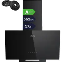CIARRA VM6750CB - Schuine Afzuigkap 60 cm A++ 362 m³/u - Recirculatie & Luchtafvoer-incl. Koolstoffilter - Touchbediening - met LED - Zwart