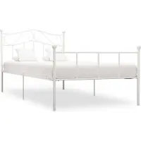 vidaXL Bedframe metaal wit 90x200 cm