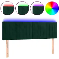 vidaXL Hoofdbord LED 144x5x78/88 cm fluweel donkergroen