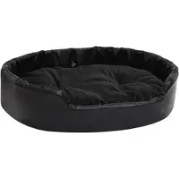 vidaXL Hondenmand 90x79x20 cm pluche en kunstleer zwart