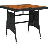 vidaXL Tuintafel 70x70x72 cm poly rattan en massief acaciahout zwart