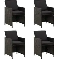 vidaXL Tuinstoelen 4 st met kussens poly rattan zwart