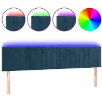 vidaXL Hoofdbord LED 180x5x78/88 cm fluweel donkerblauw