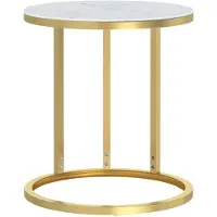 vidaXL Bijzettafel 45 cm gehard glas goudkleurig en witmarmer