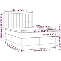 vidaXL Boxspring met matras en LED stof lichtgrijs 140x190 cm
