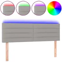 vidaXL Hoofdbord LED 144x5x78/88 cm stof lichtgrijs