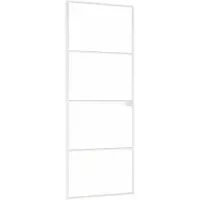 vidaXL Binnendeur 76x201,5 cm gehard glas en aluminium smal wit