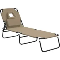 vidaXL Ligbed inklapbaar oxford stof en gepoedercoat staal taupe