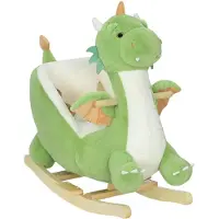 AIYAPLAY Kids Rocking Horse-Populierhout, Polyester-65L x 38B x 72H cm-Groen