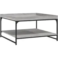 vidaXL Salontafel 80x80x45 cm bewerkt hout en ijzer grijs sonoma eiken