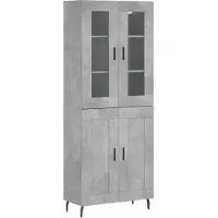 vidaXL Hoge kast 69,5x34x180 cm bewerkt hout betongrijs