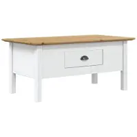 vidaXL Salontafel BODO 100x55x46 cm massief grenenhout wit en bruin