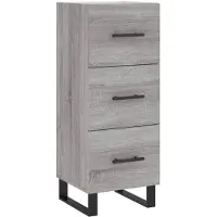 vidaXL Dressoir 34,5x34x90 cm bewerkt hout grijs sonoma eikenkleurig
