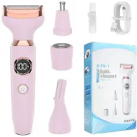 INF 4-in-1 Elektrische dames scheerset - Pijnloze ontharing voor gezicht, lichaam, neus & wenkbrauwen Roze