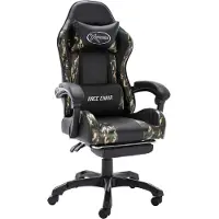 vidaXL Racestoel met voetensteun kunstleer zwart en camouflage