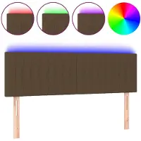 vidaXL Hoofdbord LED 144x5x78/88 cm stof donkerbruin