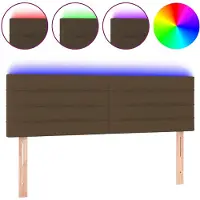 vidaXL Hoofdbord LED 144x5x78/88 cm stof donkerbruin