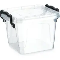 Kadax Opbergdoos met deksel, robuuste plastic container van kunststof, lunchbox, transparante vershouddoos, lunchbox met kliksluiting (0,55 l)
