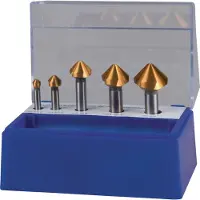 TECWERK Kegelverzinkerset DIN 335C 90 graden 6,3-25 mm HSS TiN 5-delig kunststof doos