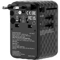 Verbatim Charge 'n' Travel 100W GaN III universele reisadapter met intrekbare USB-C kabel, 2 x USB-C, 2 x USB-A poorten Zwart