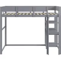 MODFU – Hoogslaper – 90x200 cm – Opbergrek & Valbeveiliging – Grenenhout – Grijs