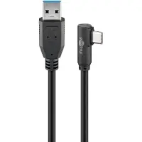 Goobay USB-C haaks (links/rechts) naar USB-A kabel - USB3.0 - tot 0,9A / zwart - 3 meter