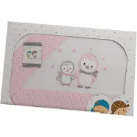 Gamberritos laken set roze pingu?n 3 delig middel