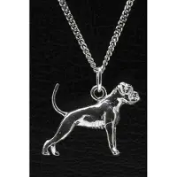 MOOYE ® - Collectie Zilveren Boxer oren ongecoupeerd met staart ketting hanger - groot