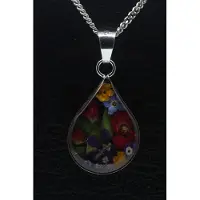 MOOYE ® - Collectie Zilveren Flowermix druppel 25 mm ketting hanger