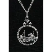 MOOYE ® - Collectie Zilveren Vissersboot - Viskotter in ring ketting hanger - middel