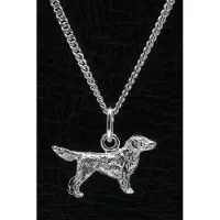 MOOYE ® - Collectie Zilveren Flat coated retriever ketting hanger - klein