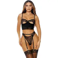 Forplay Peek Inside - Lingerie Set black M