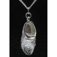 MOOYE ® - Collectie Zilveren Klomp ketting hanger - bewerkt zwaar